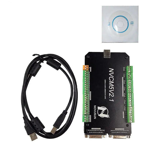 Six Axis CNC Motion Controller Card Kit USB 300KHz Breakout Board NVCMV2.1 for DIY Milling, Lathe and Milling Machines, 75W 24V DC Power, Supports Stepper Motors, 3 4 5 6 Axis Ready USB cable and controller card