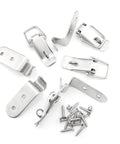4 Pack 58mm Stainless Steel Heavy Duty Rust Resistant 90 Degree Tool Box Hood Locks Latches with screws visible on white background
