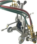 Kickass Manual Oxy Fuel Pipe Cutting Machine With Acetylene Kit, detailed view of the cutting head and hoses, suitable for field work.