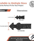 Dimensions of Four Pack 4 Inch Black Faux Strap Hinges Decorative Dummy Hinge Handmade Rustic Iron Hardware Built Tough