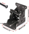 Premium Heavy Duty Folding Table Brackets 4 Pack Rock Solid Collapsible Shelf Supports With Self Lock Design close-up of steel bracket with spring and screw.