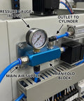 Two Way Five Port Pneumatic Manifold With G1 Quarter Ports For High Flow Air Distribution in factory setup with gauge