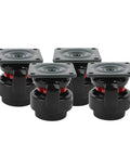 Four Pack Rock Solid Retractable Leveling Casters With Heavy Industrial Wheels And Smooth Cruising 360 Degree Swivel Mobility For Workshop Gear And Machine Base Support shown from front view.