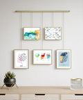 Gallery-style display of 8x10 sublimation blanks set, featuring vibrant art on high quality 600D Oxford fabric surfaces, DIY decor