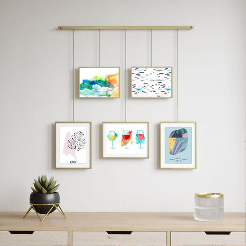 Gallery-style display of 8x10 sublimation blanks set, featuring vibrant art on high quality 600D Oxford fabric surfaces, DIY decor