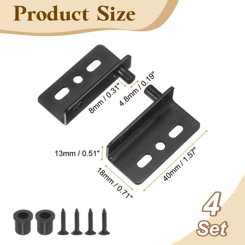 Heavy Duty Pivot Door Hinges With Concealed Shaft And Bushing Kit For Furniture Cabinets And Wood Doors Four Set Pack Black Iron Hardware Built To Last Durable Hidden Pivot Hinge System 40 By 18 Mm, 40x18mm black iron hinge set with screws and bushings