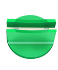 Magnetic Pinch Weld Jack Pad With Aluminum Slotted Design For Floor Jacks, front view showing green aluminum construction