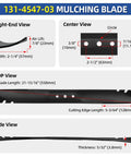 Diagram showing 22 Inch Mulching Mower Blade Replacement For Toro Recycler And Troy-Bilt Plug And Play Installation Fits 22 Inch Deck.