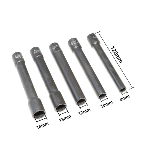 Heavy Duty Extra Deep Impact Socket Set With 12 Point Metric Design Perfect For Cylinder Head And Rear Bumper Bolt Removal Plus Portable Handle Snap Lock Mechanism For Quick Garage Jobs, 8-14mm sockets