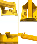 Heavy Duty Adjustable Mobile Crane Telescopic Boom With 11000 Lb Forklift Rig showing durable yellow steel structure and connection points.