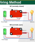 Wiring method for Heavy Duty Micro Limit Switch With Long Hinge Lever SPDT 1NO 1NC 15A 125 To 250VAC V-153-1C25.