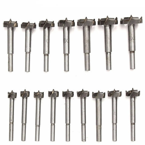 Heavy Duty Wood Drill Bit Self Centering Hole Saw Kit Pro Grade Tct Forstner Cutter set of 15 varied sizes in steel for smooth cutting