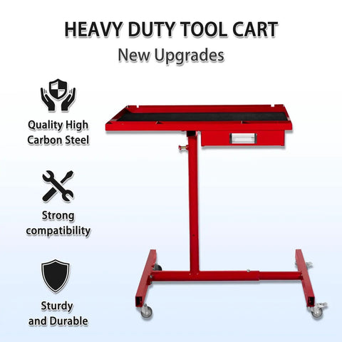 Rolling Tool Cart And Workbench On Wheels, Adjustable Height Heavy-Duty Mechanic Table With Drawers And Multi-Hole Hanging Board, Garage Shop Organizer For Fast Access, Efficient Repairs And Tidy Tools