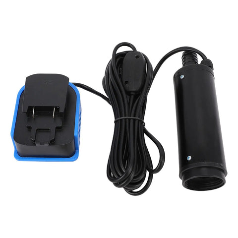 Badass Mini Portable Sump Pump Compatible With PBA 18V Battery, includes charger and power cord for quick basement drainage.