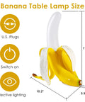 Diagram of Dope Banana Table Lamp With LED Night Light, Modern Resin Banana Lighting Fixture, showing dimensions and features.