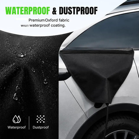 Heavy Duty Rugged EV Charger Port Cover For Subaru Trailseeker 2025 And 2026 showing waterproof Oxford fabric detail.