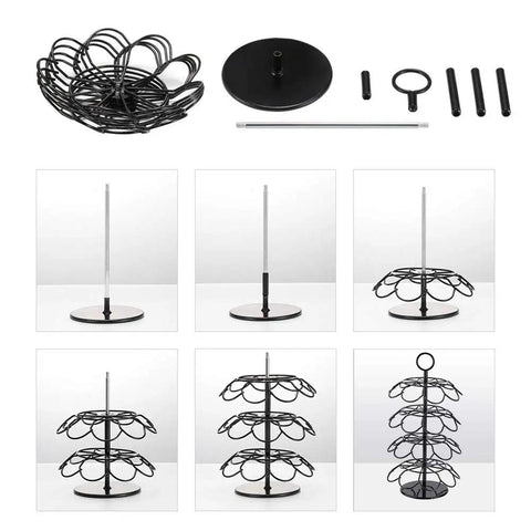 Assembly process of Coffee Pod Carousel Organizer With 360 Degree Revolving Base Holds 36 K Cup Pods Across Four Layers