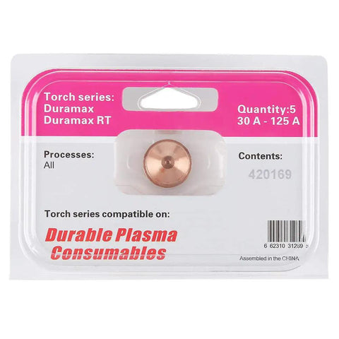 Jiawu Plasma Cutter Nozzle Premium Copper Torch Tip 5 Pcs Consumables For Carbon Steel Stainless Aluminum Copper Cutting Stable Arc Performance Long Life in packaging.