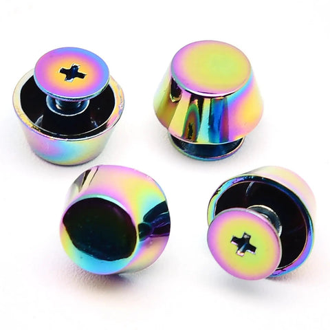 Kickass Gradient Purse Feet Hardware 4 Sets 1/2 Inch Metal Screw Back Rivet Studs in vibrant alloy for DIY projects.