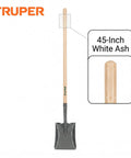 Square Point Shovel With 45 Inch Wood Handle And 9 Inch Cushion Grip Rolled Steel Blade For Easy Scooping And Transfer Of Soil Mulch Gravel And More Heavy Duty Yard Work Tool That Feels Like A Workhorse, featuring 45-inch white ash handle.
