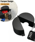 Hardcore Gate Valve Locking Device With Password Lock, black metal lock around exterior faucet to stop unauthorized water use.