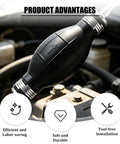 Slick Heavy Duty Rubber Fuel Transfer Pump Bulb, 5.9x1.9in, black rubber, installed in vehicle for easy fuel transfer.