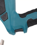 Close-up of the handle of the Sorandy 60KN Electric Hydraulic Crimping Tool with ergonomic grip design.