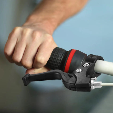 Child's hand on Kids Bicycle Brake Levers Set, easy install brake handles on 2 to 2.3 cm handlebar, smooth quick operation.