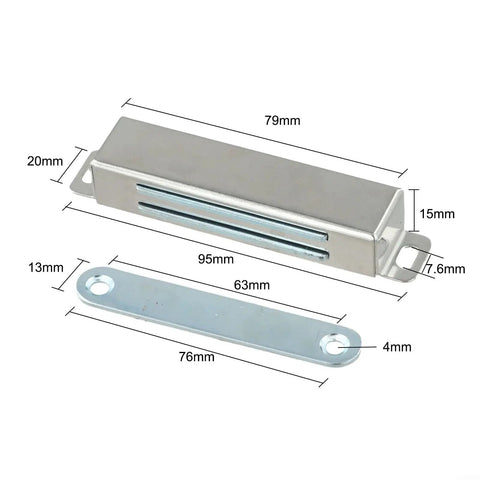 Magnetic Door Catch For Cabinets And Drawers Ultra Thin Stainless Steel Closet Latch 95mm with dimensions