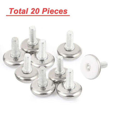 30 Piece Adjustable Furniture Leveler Pads to Kick the Wobble Out of Your Tables and Dressers with Scratch Proof Plastic Discs shown.