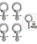 Stainless Steel Eye Bolts With Nuts And Washers 4 Pack 5/16 Inch By 1 Inch Lifting Eyebolts for outdoor use, 308 lb load capacity.