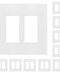 Screwless Decorator Wall Plates Two Gang White Gloss Finish Tough as Nails Durable Polycarbonate Outlet Covers set
