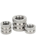 304 Stainless M3 Knurled Threaded Insert Nuts for Plastic Injection Molding and Hot Melt Embedment, corrosion-resistant view.