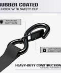Beefy Heavy Duty Self Retracting Ratchet Straps 1In By 13Ft, 1800 Lb Break Strength rubber-coated S-hook with safety clip