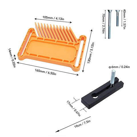 Rock Solid Universal Featherboard To Lock Tight On Table Saws And Router Tables For smooth kickback prevention with orange base.