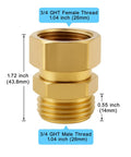 Two Pack Garden Hose Swivel Connector Three Quarter Inch GHT, 360 Degree Rotating Brass Hose Adapters to Prevent Twists and Kinks, Durable Corrosion Resistant, Easy Install, Heavy Duty Water Flow brass GHT fitting, 3/4 in male-female threads