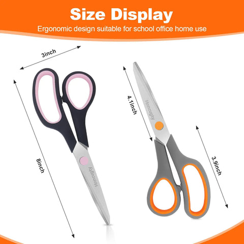 8 Inch All Purpose Scissors Bulk 6 Pack For Office School Home Craft Sewing Fabric Left And Right Handed Comfortable Grip Sharp Stainless Steel Blades