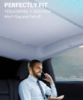 Sunshade for Tesla Model Y glass roof, gray, foldable interior accessory for 2020-2024 models