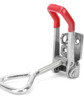 Heavy Duty Stainless Steel Adjustable Toggle Latch With 600kg Strong Hold, Secure Equipment Clamp Featuring Durable Plastic Handle Grip For Industrial Gear And Home Projects, angled shot.