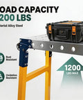 Built Different Multi Functional Heavy Duty Welding Table With Step Platform 1200 Lb Alloy Steel Workbench displaying 1200 lbs load capacity.