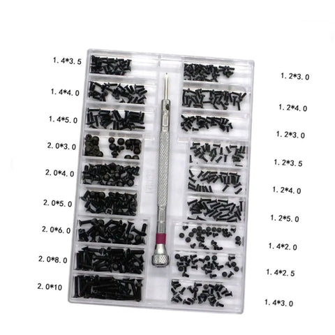 Two Piece Miniature Screw Set With 18 Different Sizes Flat Head And Round Head Tiny Screws For Glasses And Crafts Grab And Go Portable Storage Case