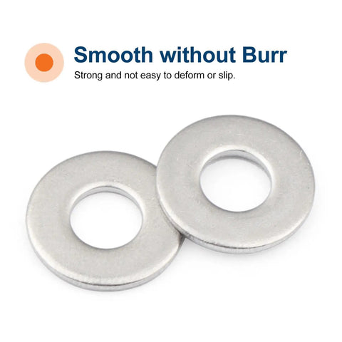 Flat Washers Size 8 7/16 Inch Outer Diameter 304 Stainless Steel SAE Heavy Duty Hardware Washers Pack of 200, smooth finish