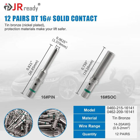 DT Waterproof 2 Pin Connector Kit With 14-20 AWG Solid Contacts, showing dimensions and material details in auto-project setting