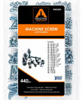 440 Piece Machine Screw And Hex Nut Kit With Zinc Plated Pan Head Screws And Matching Hex Nuts In Storage Case