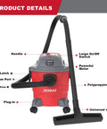 Diagram of 4 Gallon 5.5HP Wet Dry Shop Vacuum With Blower, 3 In 1 Portable Pro Grade Vacuum Cleaner detailing parts and features