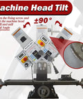 Machine head tilt feature of the Heavy Duty 1300W Mill Drill Machine Boasts A Crisp DRO Display And A Brushless Motor.