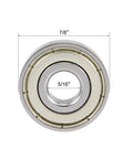 Deep Groove Ball Bearing Five Pack Five Sixteenths By Seven Eighths By Nine Thirty Seconds Inch Double Shielded Chrome Steel GCr15 front view