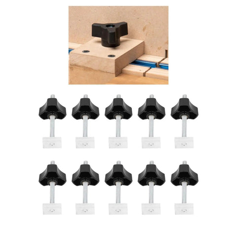 Sturdy Stainless Steel T Track Kit For Woodworking Jigs And Fixtures, Quick Install On Flush Mounted Rails, shown with components