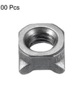 M6 Square Weld Nuts Carbon Steel UNC Thread Gray Coated 100 Piece Set close-up view showing a single nut's threaded interior.