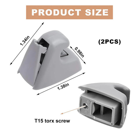 Sun Visor Clip 2 Pack Retainer Bracket Replacement For Chevy Cruze 2011 2016 And Buick Verano 2012 2017 Gray ABS product size